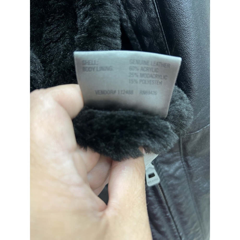 Wilsons Leather Genevieve Black Faux Fur Trim Hooded Jacket Size‎ XL P2P  50in - Picture 3 of 5